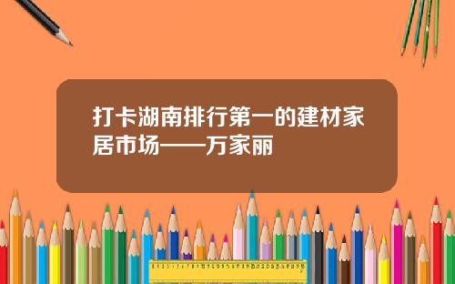 打卡湖南排行第一的建材家居市场——万家丽