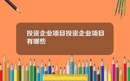 投资企业项目投资企业项目有哪些