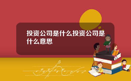 投资公司是什么投资公司是什么意思