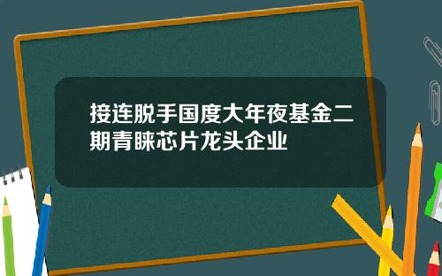 接连脱手国度大年夜基金二期青睐芯片龙头企业