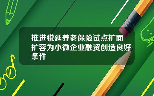 推进税延养老保险试点扩面扩容为小微企业融资创造良好条件