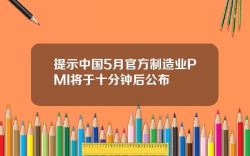 提示中国5月官方制造业PMI将于十分钟后公布