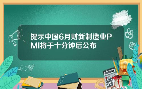 提示中国6月财新制造业PMI将于十分钟后公布