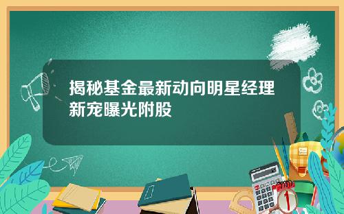 揭秘基金最新动向明星经理新宠曝光附股