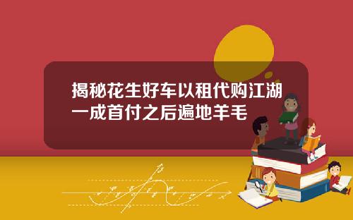 揭秘花生好车以租代购江湖一成首付之后遍地羊毛