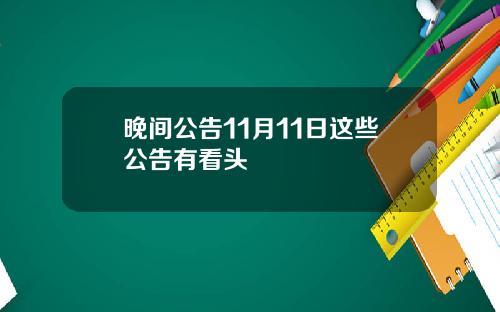 晚间公告11月11日这些公告有看头