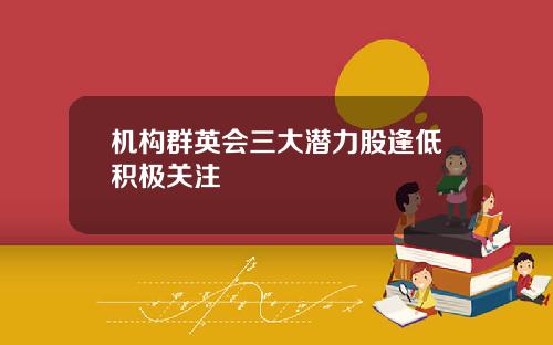 机构群英会三大潜力股逢低积极关注
