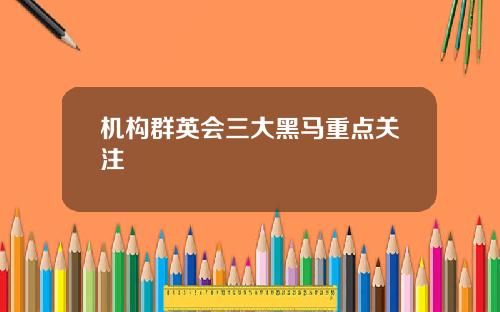 机构群英会三大黑马重点关注