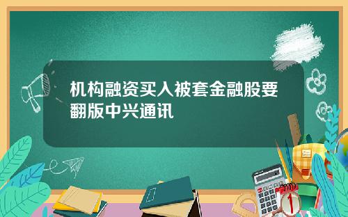机构融资买入被套金融股要翻版中兴通讯