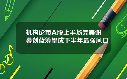 机构论市A股上半场完美谢幕创蓝筹望成下半年最强风口