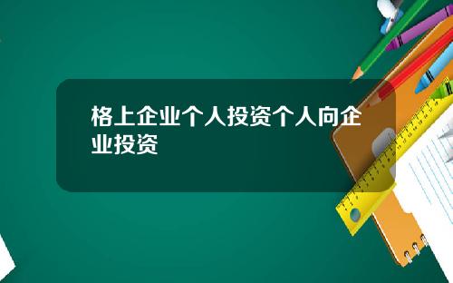 格上企业个人投资个人向企业投资