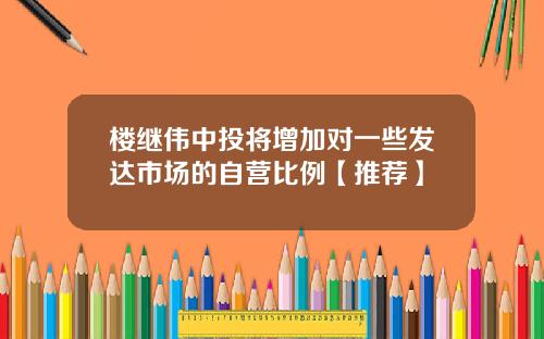 楼继伟中投将增加对一些发达市场的自营比例【推荐】