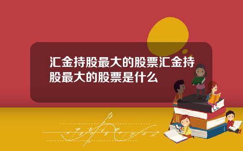 汇金持股最大的股票汇金持股最大的股票是什么