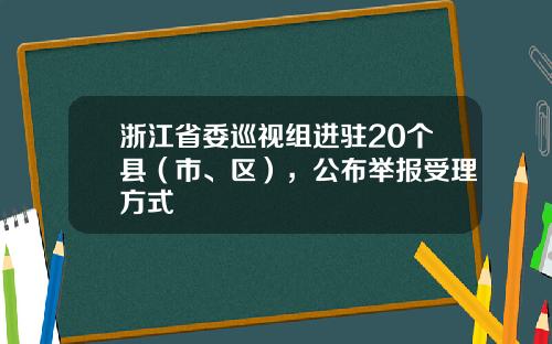浙江省委巡视组进驻20个县（市、区），公布举报受理方式