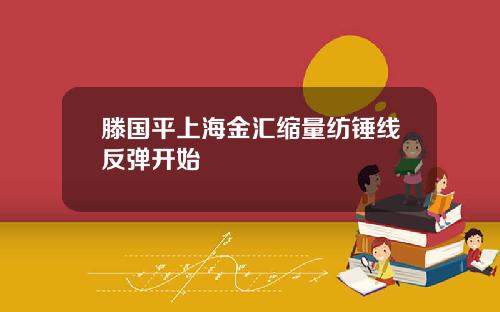 滕国平上海金汇缩量纺锤线反弹开始