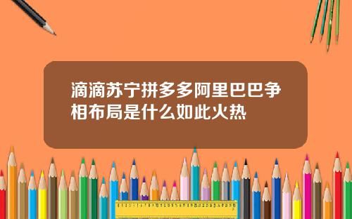 滴滴苏宁拼多多阿里巴巴争相布局是什么如此火热