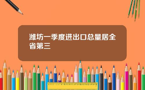 潍坊一季度进出口总量居全省第三