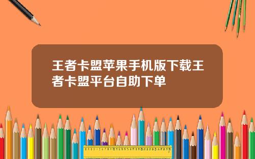 王者卡盟苹果手机版下载王者卡盟平台自助下单