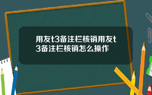 用友t3备注栏核销用友t3备注栏核销怎么操作