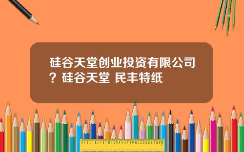 硅谷天堂创业投资有限公司？硅谷天堂 民丰特纸