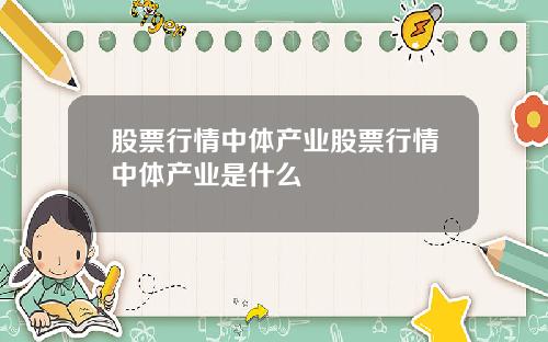 股票行情中体产业股票行情中体产业是什么