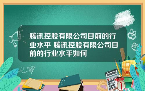 腾讯控股有限公司目前的行业水平 腾讯控股有限公司目前的行业水平如何