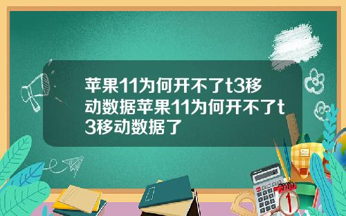 苹果11为何开不了t3移动数据苹果11为何开不了t3移动数据了