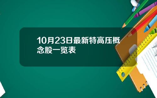 10月23日最新特高压概念股一览表