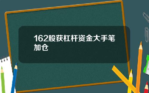 162股获杠杆资金大手笔加仓