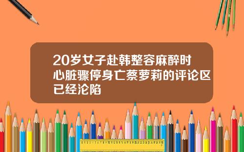 20岁女子赴韩整容麻醉时心脏骤停身亡蔡萝莉的评论区已经沦陷