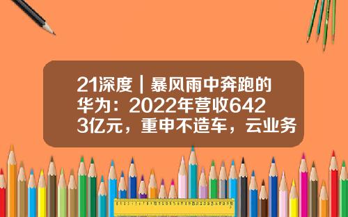 21深度｜暴风雨中奔跑的华为：2022年营收6423亿元，重申不造车，云业务猛增-华为总资产有多少【新闻】.