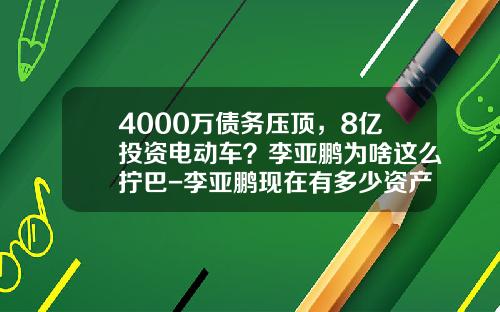 4000万债务压顶，8亿投资电动车？李亚鹏为啥这么拧巴-李亚鹏现在有多少资产【新闻】