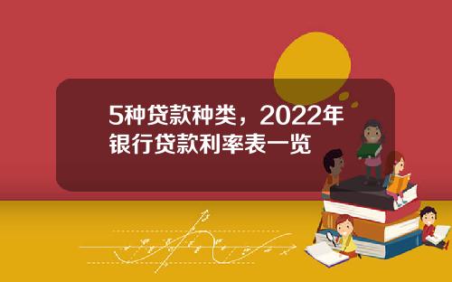 5种贷款种类，2022年银行贷款利率表一览