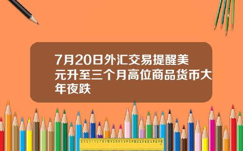 7月20日外汇交易提醒美元升至三个月高位商品货币大年夜跌