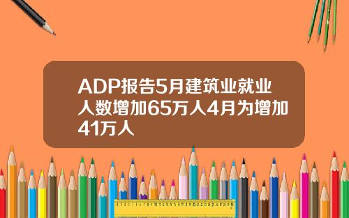 ADP报告5月建筑业就业人数增加65万人4月为增加41万人