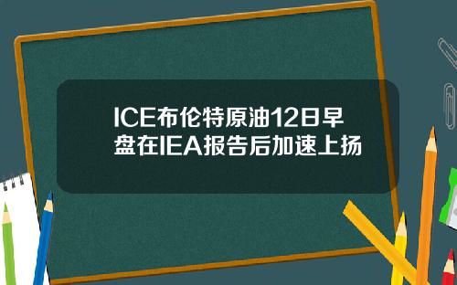 ICE布伦特原油12日早盘在IEA报告后加速上扬