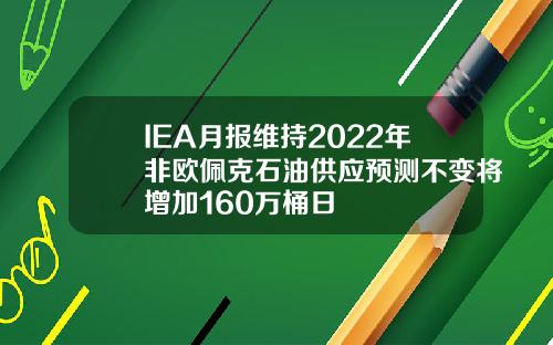 IEA月报维持2022年非欧佩克石油供应预测不变将增加160万桶日
