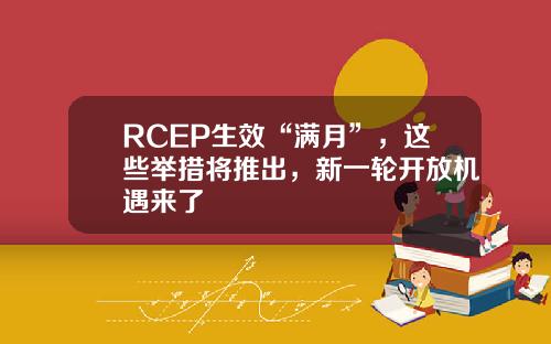 RCEP生效“满月”，这些举措将推出，新一轮开放机遇来了