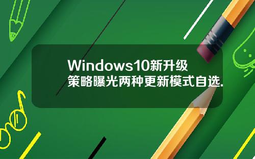 Windows10新升级策略曝光两种更新模式自选.