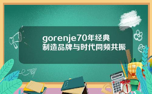gorenje70年经典制造品牌与时代同频共振