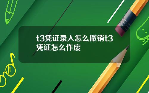 t3凭证录入怎么撤销t3凭证怎么作废