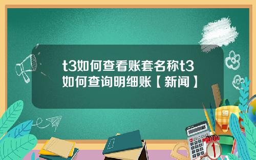 t3如何查看账套名称t3如何查询明细账【新闻】