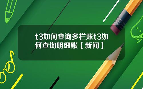 t3如何查询多栏账t3如何查询明细账【新闻】