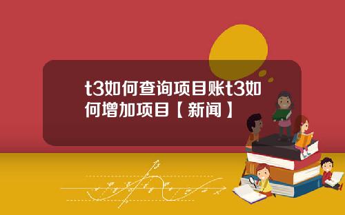 t3如何查询项目账t3如何增加项目【新闻】