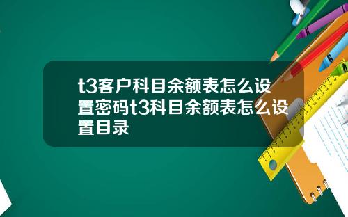 t3客户科目余额表怎么设置密码t3科目余额表怎么设置目录