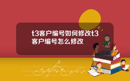 t3客户编号如何修改t3客户编号怎么修改