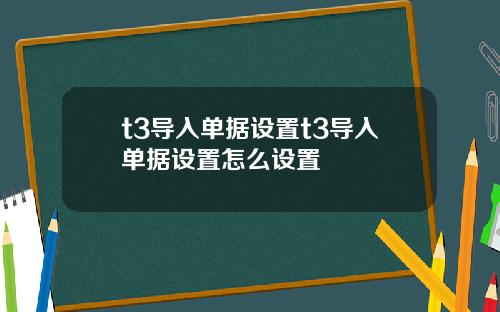 t3导入单据设置t3导入单据设置怎么设置