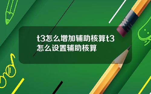 t3怎么增加辅助核算t3怎么设置辅助核算