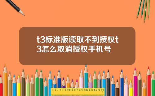 t3标准版读取不到授权t3怎么取消授权手机号