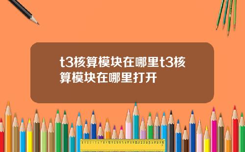 t3核算模块在哪里t3核算模块在哪里打开